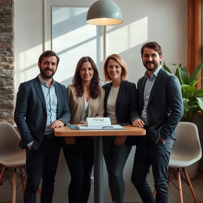 Small professional real estate team of four in a bright contemporary Ptuj office